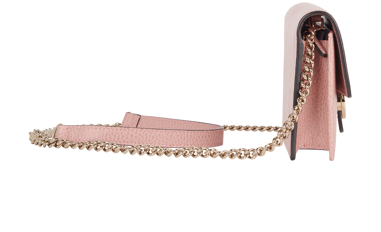 Interlocking Wallet On Chain, &pound;560, Handbags, Pink, Leather, Side view
